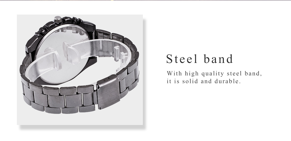 GERIDUN Men Waterproof Fashionable Steel Band Quartz Watch