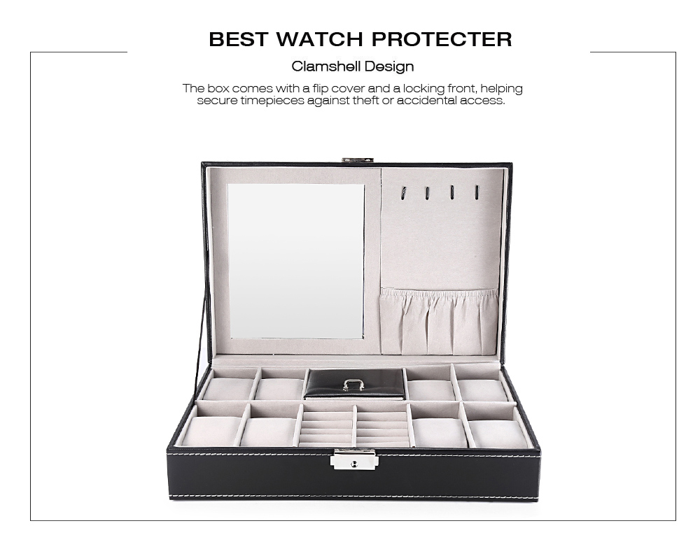 Multifunctional 8  Watch Display PU Leather Box Jewelry Case Storage Organizer